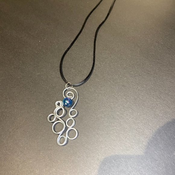 Stunning Hand Crafted Stainless Steel Pendant on Satin Cord or Blue Ribbon - Picture 8 of 9